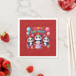Servilleta De Papel Feliz cumpleaños, mis tres pandas,