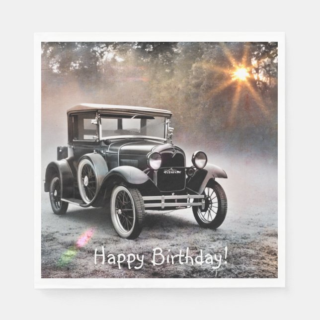 Servilleta De Papel Feliz cumpleaños modelo a auto (Anverso)