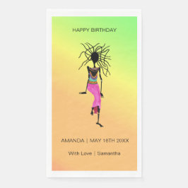 Servilleta De Papel Feliz cumpleaños, mujer africana guerrera del arte