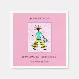 Servilleta De Papel Feliz cumpleaños, mujer de moda y elegante