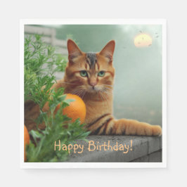 Servilleta De Papel Feliz cumpleaños Naranja Tabby Cat