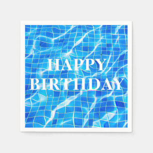 Servilleta De Papel Feliz cumpleaños Natación Piscina Azul Acuática