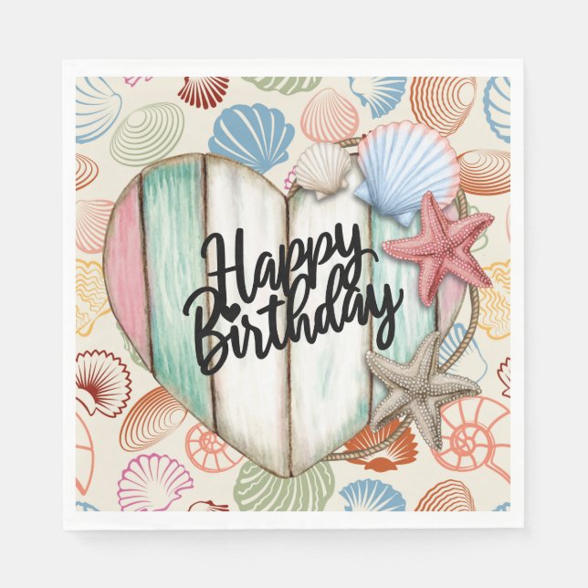 Servilleta De Papel Feliz Cumpleaños Náutico  (Anverso)