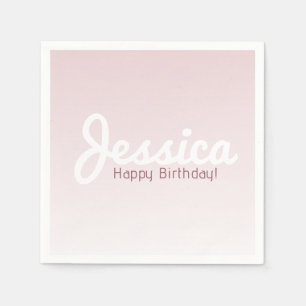 Servilleta De Papel Feliz Cumpleaños, Nombre Personalizable Rosa Omb