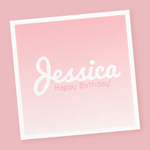 Servilleta De Papel Feliz Cumpleaños, Nombre Personalizable Rosa Ros