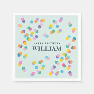 Servilleta De Papel Feliz Cumpleaños Nombre Personalizado Confetti Min