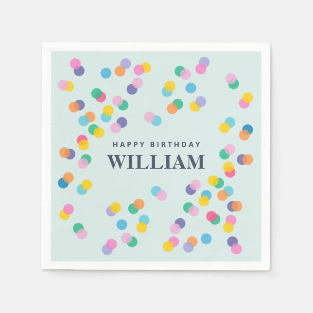 Servilleta De Papel Feliz Cumpleaños Nombre Personalizado Confetti Min (Anverso)