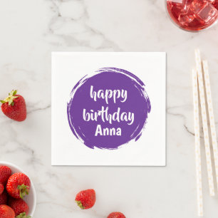 SERVILLETA DE PAPEL FELIZ CUMPLEAÑOS NOMBRE PERSONALIZADO MODERNO ELEG
