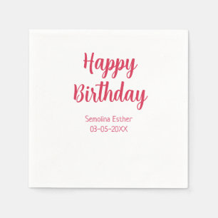 Servilleta De Papel feliz cumpleaños nombre rojo retro simple moderno