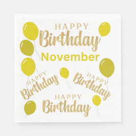 Servilleta De Papel Feliz cumpleaños Noviembre cumpleaños Papel Napkin