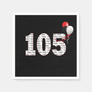 Servilleta De Papel Feliz cumpleaños número 105 en las servilletas neg
