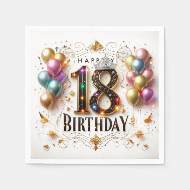 Servilleta De Papel Feliz cumpleaños número 18 (Anverso)