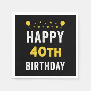 Servilleta De Papel Feliz cumpleaños número 40 Celebración Cuadragenar