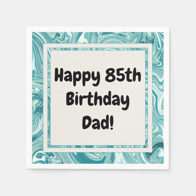 Servilleta De Papel Feliz cumpleaños número 85 Personalizar Mármol Líq (Anverso)