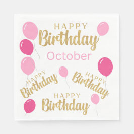 Servilleta De Papel Feliz cumpleaños Octubre Cumpleaños Papel Napkin