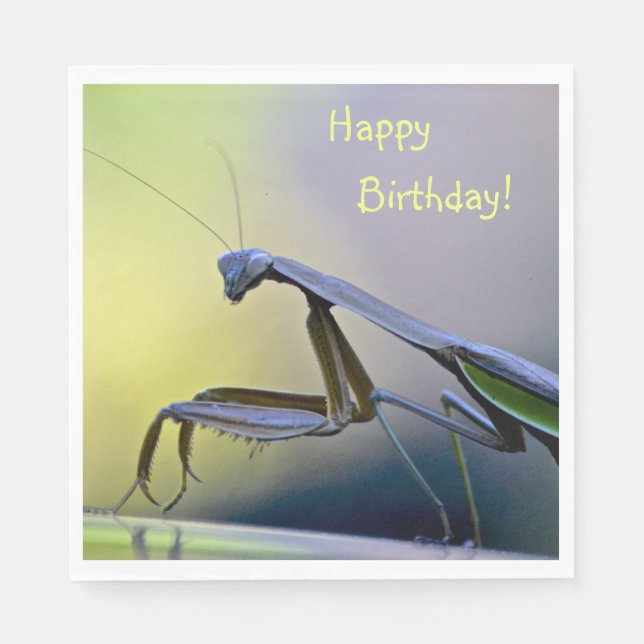 Servilleta De Papel Feliz cumpleaños orando a Mantis (Anverso)