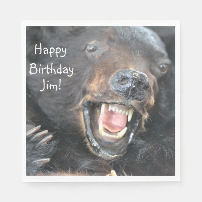 Servilleta De Papel Feliz cumpleaños, oso feroz (Anverso)