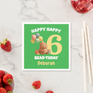 Servilleta De Papel Feliz cumpleaños OSO personalizado Teddy Bear 6 cu