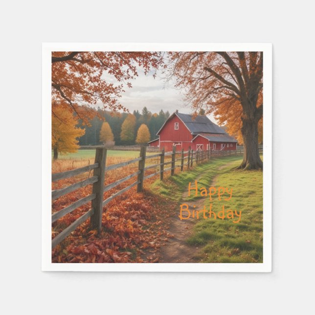 Servilleta De Papel Feliz cumpleaños otoño (Anverso)