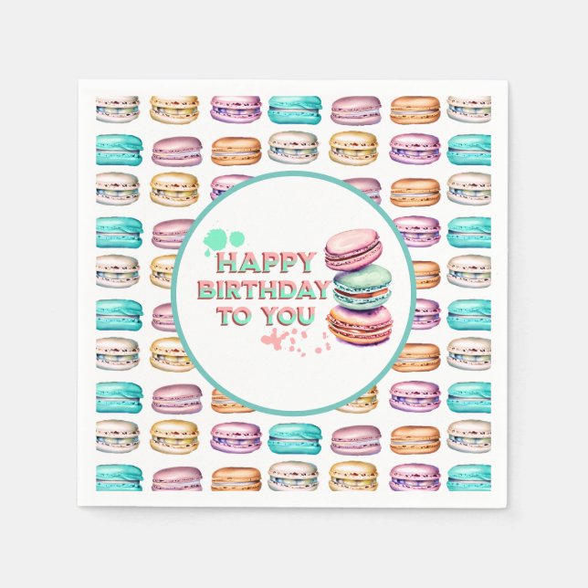 Servilleta De Papel Feliz Cumpleaños Para Ti | Macaron (Anverso)
