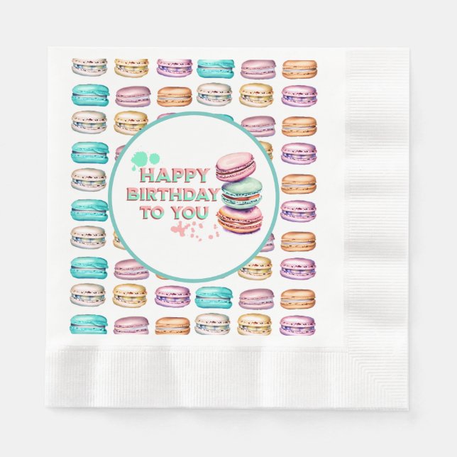 Servilleta De Papel Feliz Cumpleaños Para Ti | Macaron (Anverso)