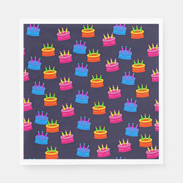 Servilleta De Papel Feliz cumpleaños, pastel con velas, (Anverso)