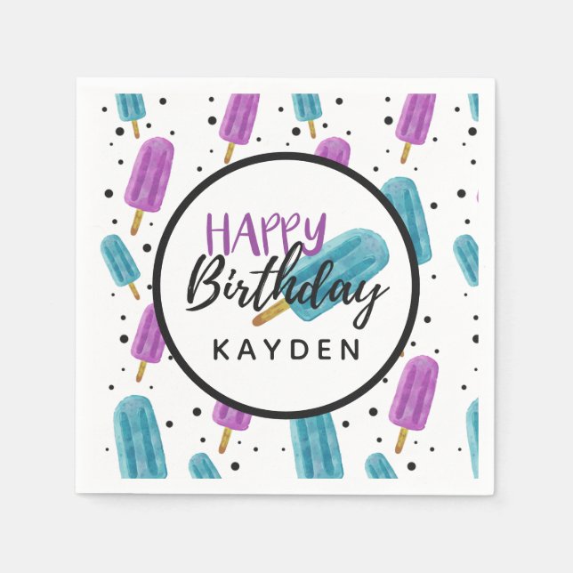 Servilleta De Papel Feliz Cumpleaños Pastel de la Fiesta de Paletas de (Anverso)