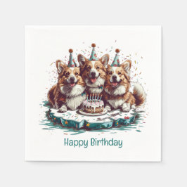 Servilleta De Papel Feliz cumpleaños Pembroke Welsh Corgi Dogs