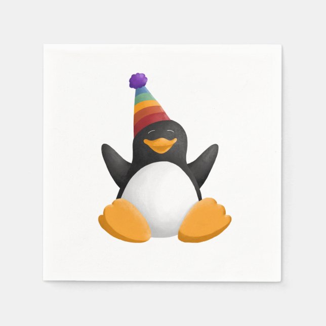 Servilleta De Papel Feliz cumpleaños Penguin Napkin (Anverso)