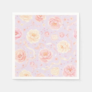 Servilleta De Papel Feliz cumpleaños, Peonies Shabby Chic