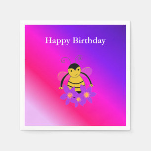 Servilleta De Papel Feliz Cumpleaños Pequeña Abeja