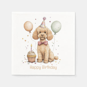 Servilleta De Papel Feliz Cumpleaños Perro Caniche Estándar