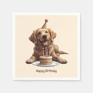 Servilleta De Papel Feliz cumpleaños, perro de la recuperación de oro