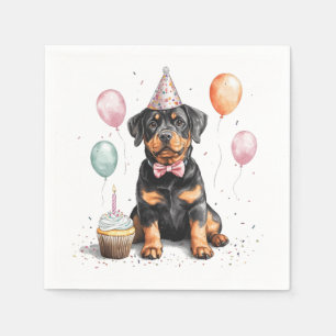 Servilleta De Papel Feliz Cumpleaños Perro Rottweiler