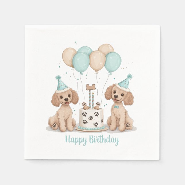 Servilleta De Papel Feliz cumpleaños, perros de cangrejo estándar (Anverso)