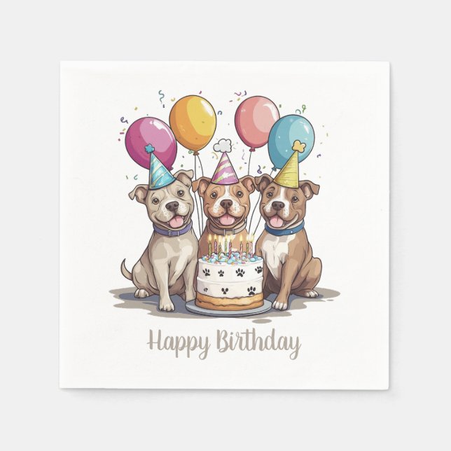 Servilleta De Papel Feliz cumpleaños, perros norteamericanos que viven (Anverso)