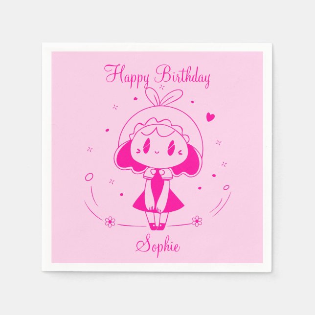 Servilleta De Papel Feliz Cumpleaños Personalizado  (Anverso)