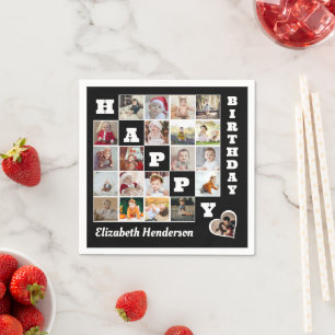 Servilleta De Papel Feliz cumpleaños Personalizado 21 regalo de Collag