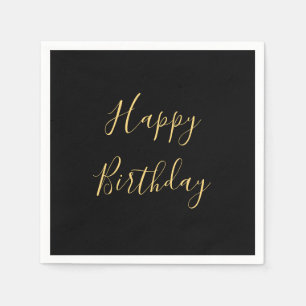 Servilleta De Papel Feliz cumpleaños Personalizado amarillo dorado tex