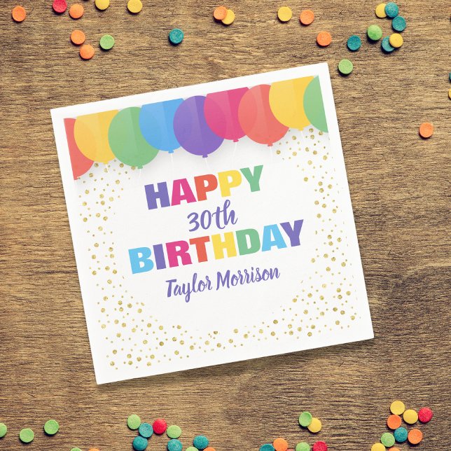 Servilleta De Papel Feliz cumpleaños Personalizado Año nombre globos c (Subido por el creador)