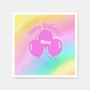 Servilleta De Papel Feliz cumpleaños Personalizado Globos arcoiris ros