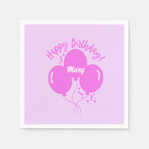 Servilleta De Papel Feliz cumpleaños Personalizado Globos de rosa cali