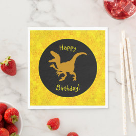 Servilleta De Papel ¡Feliz Cumpleaños Piel de Dinosaurio Dorado!
