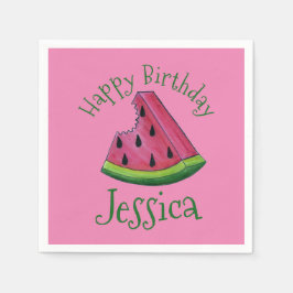 Servilleta De Papel Feliz cumpleaños Pink Watermelon Slice Fruit Picni