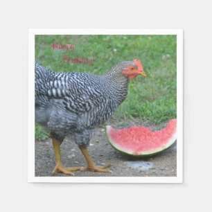 Servilleta De Papel Feliz cumpleaños, pollo ama a la sandía