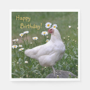 Servilleta De Papel Feliz Cumpleaños Pollo Con Margaritas