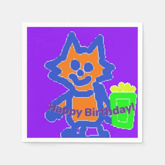 Servilleta De Papel Feliz cumpleaños Popcorn Anime (Anverso)
