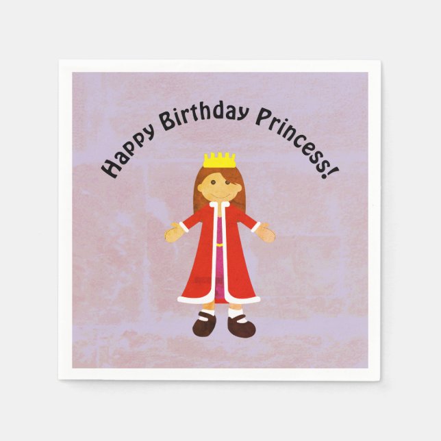 Servilleta De Papel Feliz cumpleaños Princesa Cute Personalizado Princ (Anverso)