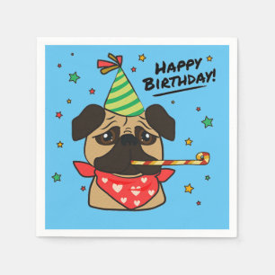 Servilleta De Papel Feliz cumpleaños Pug Boy