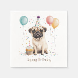 Servilleta De Papel Feliz Cumpleaños Pug Perro